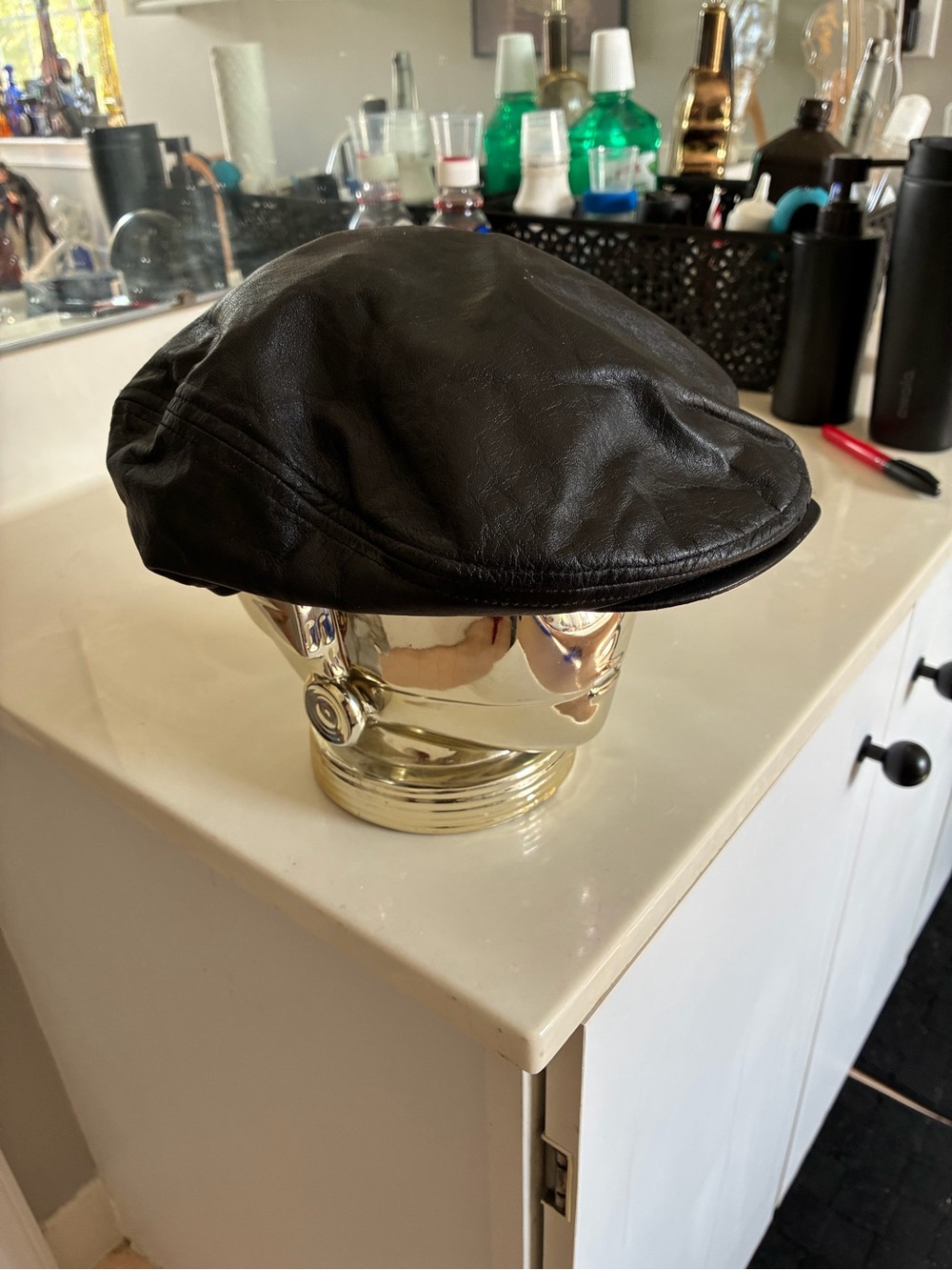 Harley-Davidson 100th Anniversary Leather Newsboy Cap - Size L - 1903-2003 Badge